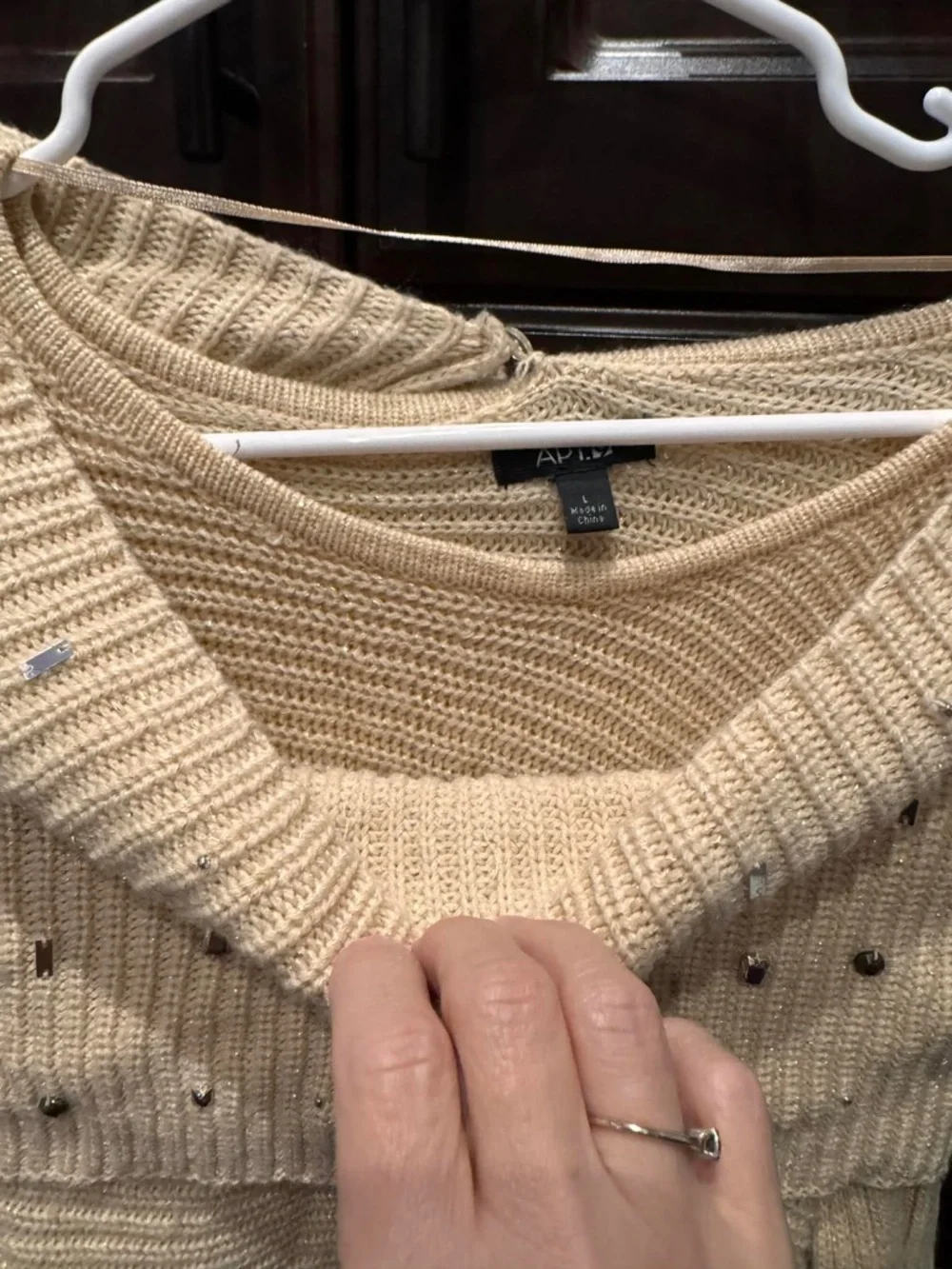 Apt. 9 Women's Beige Detachable Infinity Scarf Sweater